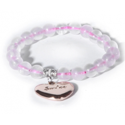 SUNHOO Precious Gemstone Love Heart Charm Stretch Beaded Bracelet Unisex